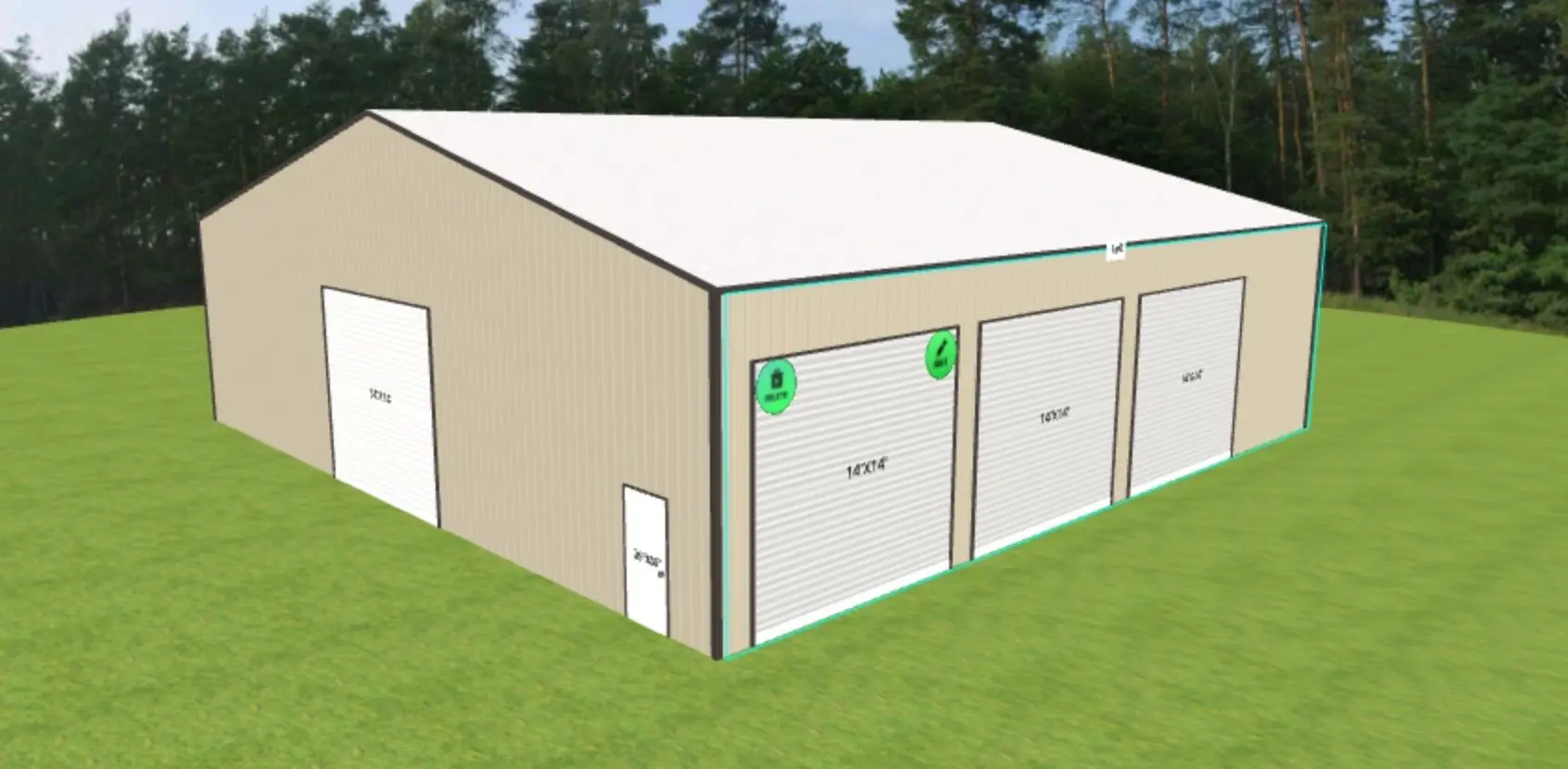 A 3 d rendering of the exterior of an enclosed garage.