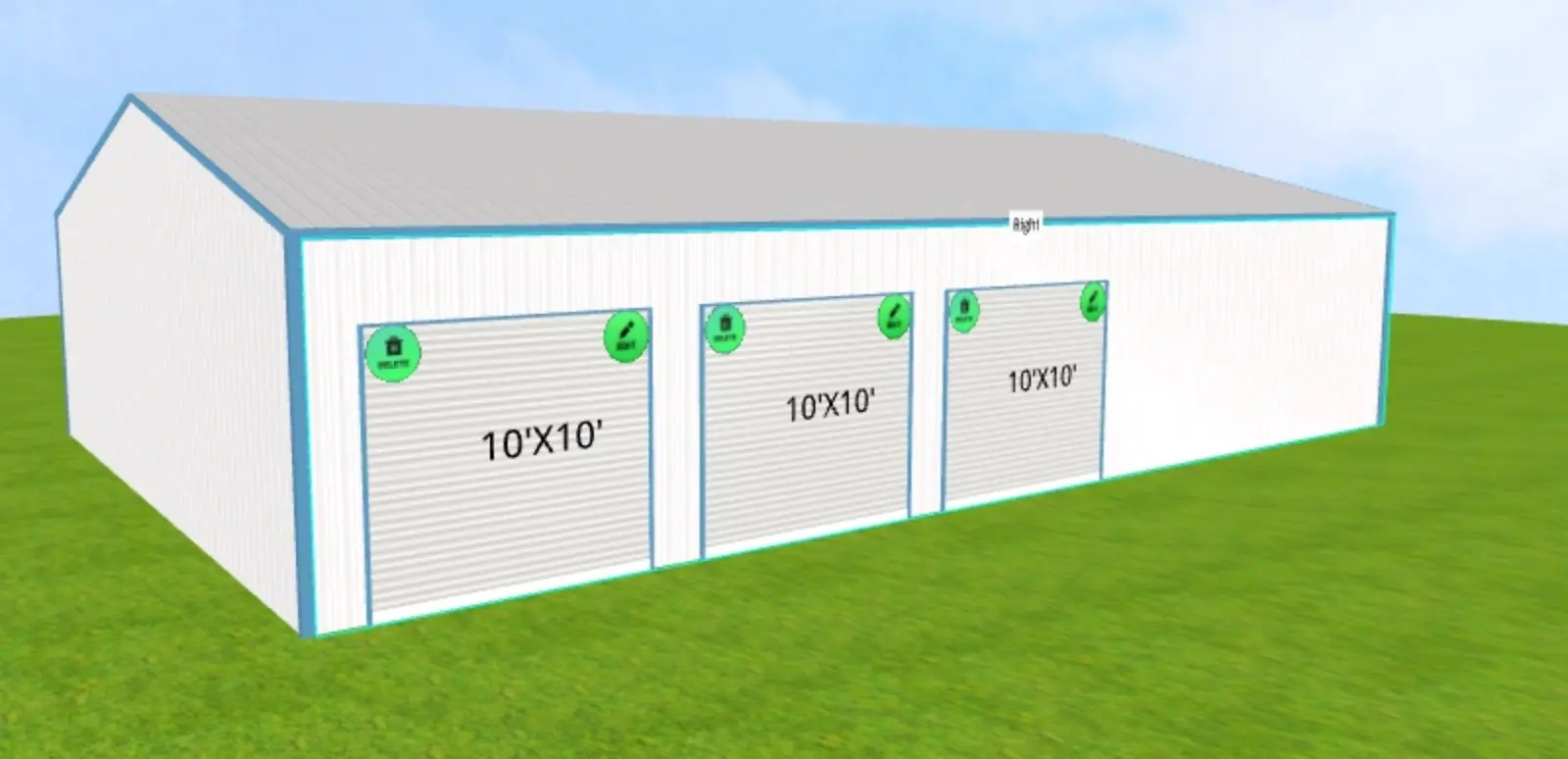 A rendering of the three garage doors on this building.